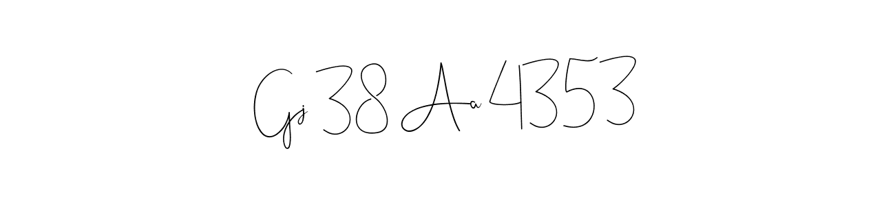 if you are searching for the best signature style for your name Gj 38 Aa 4353. so please give up your signature search. here we have designed multiple signature styles  using Andilay-7BmLP. Gj 38 Aa 4353 signature style 4 images and pictures png