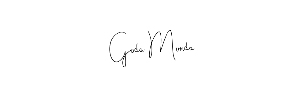 if you are searching for the best signature style for your name Goda Munda. so please give up your signature search. here we have designed multiple signature styles  using Andilay-7BmLP. Goda Munda signature style 4 images and pictures png