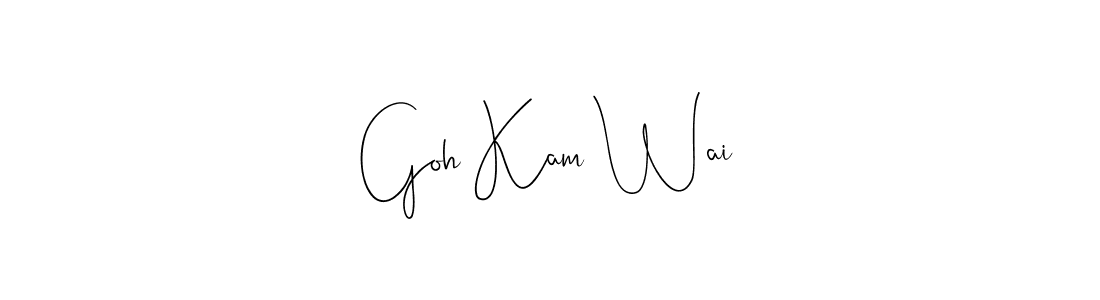 The best way (Andilay-7BmLP) to make a short signature is to pick only two or three words in your name. The name Goh Kam Wai include a total of six letters. For converting this name. Goh Kam Wai signature style 4 images and pictures png