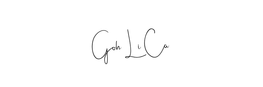 How to make Goh Li Ca name signature. Use Andilay-7BmLP style for creating short signs online. This is the latest handwritten sign. Goh Li Ca signature style 4 images and pictures png