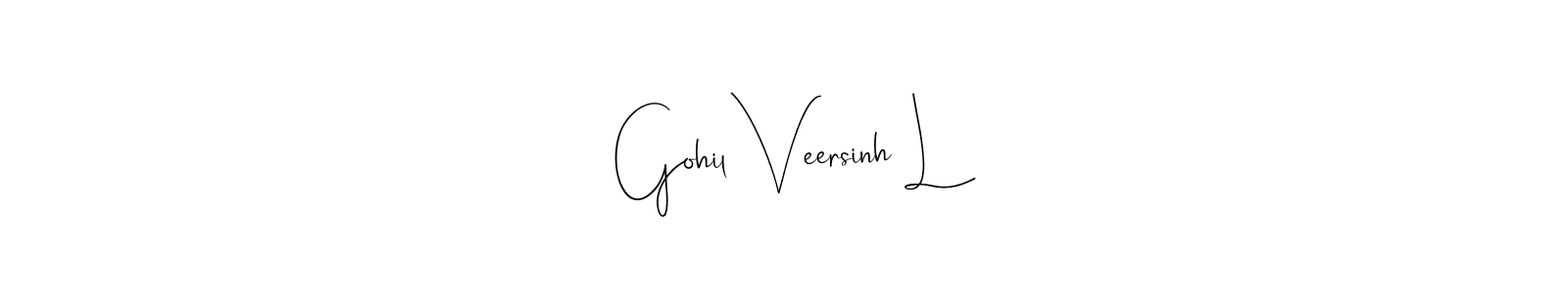 Also we have Gohil Veersinh L name is the best signature style. Create professional handwritten signature collection using Andilay-7BmLP autograph style. Gohil Veersinh L signature style 4 images and pictures png