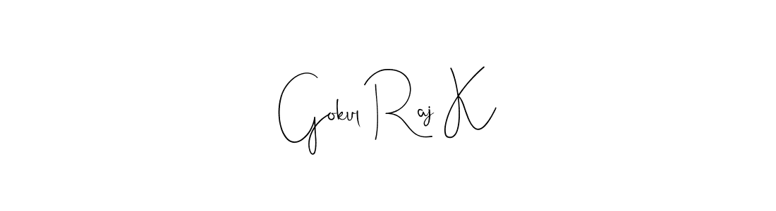 The best way (Andilay-7BmLP) to make a short signature is to pick only two or three words in your name. The name Gokul Raj K include a total of six letters. For converting this name. Gokul Raj K signature style 4 images and pictures png