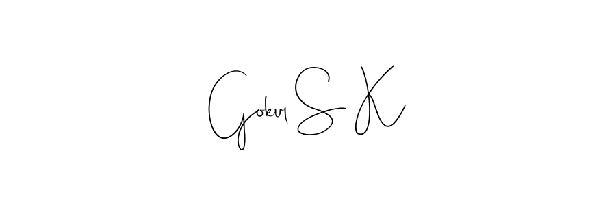 How to make Gokul S K signature? Andilay-7BmLP is a professional autograph style. Create handwritten signature for Gokul S K name. Gokul S K signature style 4 images and pictures png