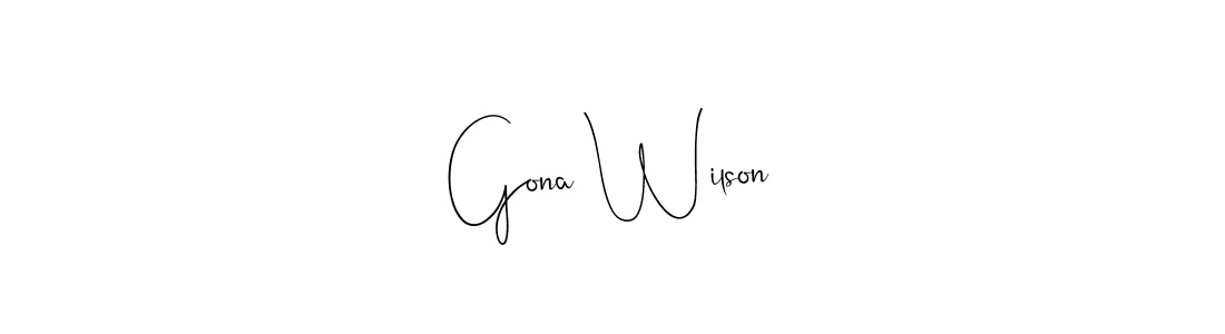How to make Gona Wilson name signature. Use Andilay-7BmLP style for creating short signs online. This is the latest handwritten sign. Gona Wilson signature style 4 images and pictures png