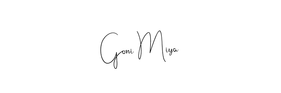 You should practise on your own different ways (Andilay-7BmLP) to write your name (Goni Miya) in signature. don't let someone else do it for you. Goni Miya signature style 4 images and pictures png