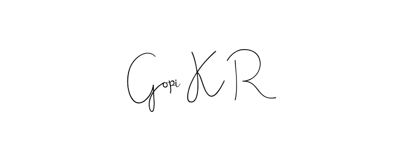 You should practise on your own different ways (Andilay-7BmLP) to write your name (Gopi K R) in signature. don't let someone else do it for you. Gopi K R signature style 4 images and pictures png