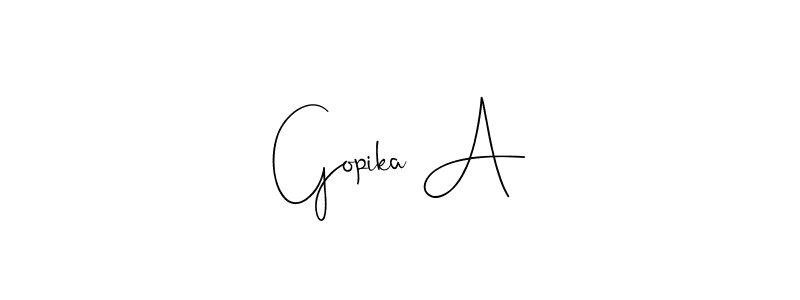 This is the best signature style for the Gopika A name. Also you like these signature font (Andilay-7BmLP). Mix name signature. Gopika A signature style 4 images and pictures png