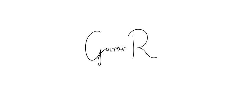 How to make Gourav R name signature. Use Andilay-7BmLP style for creating short signs online. This is the latest handwritten sign. Gourav R signature style 4 images and pictures png