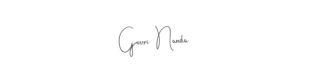 Andilay-7BmLP is a professional signature style that is perfect for those who want to add a touch of class to their signature. It is also a great choice for those who want to make their signature more unique. Get Gouri  Nanda name to fancy signature for free. Gouri  Nanda signature style 4 images and pictures png