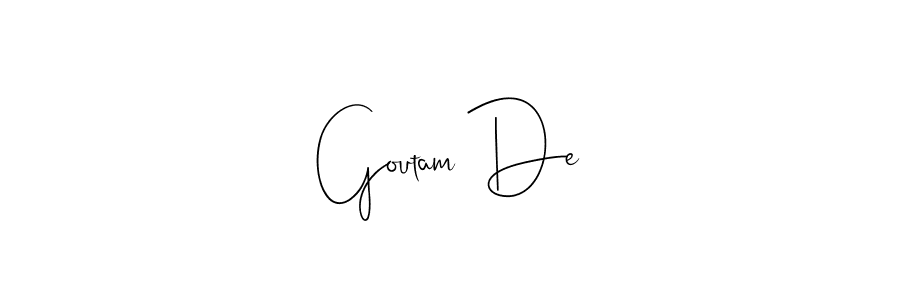 if you are searching for the best signature style for your name Goutam De. so please give up your signature search. here we have designed multiple signature styles  using Andilay-7BmLP. Goutam De signature style 4 images and pictures png