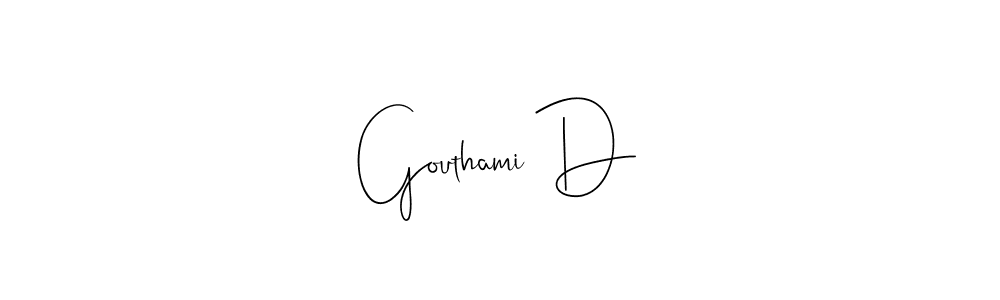 Make a beautiful signature design for name Gouthami D. With this signature (Andilay-7BmLP) style, you can create a handwritten signature for free. Gouthami D signature style 4 images and pictures png