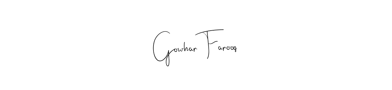 Andilay-7BmLP is a professional signature style that is perfect for those who want to add a touch of class to their signature. It is also a great choice for those who want to make their signature more unique. Get Gowhar Farooq name to fancy signature for free. Gowhar Farooq signature style 4 images and pictures png