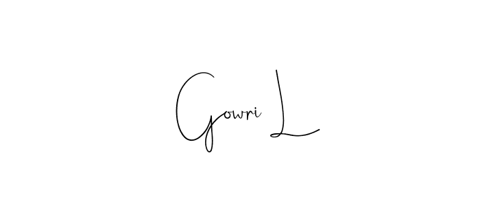 Also You can easily find your signature by using the search form. We will create Gowri L name handwritten signature images for you free of cost using Andilay-7BmLP sign style. Gowri L signature style 4 images and pictures png