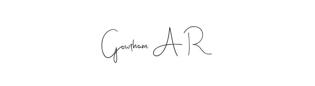 if you are searching for the best signature style for your name Gowtham A R. so please give up your signature search. here we have designed multiple signature styles  using Andilay-7BmLP. Gowtham A R signature style 4 images and pictures png