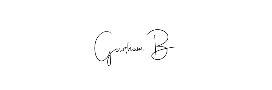 How to make Gowtham B name signature. Use Andilay-7BmLP style for creating short signs online. This is the latest handwritten sign. Gowtham B signature style 4 images and pictures png