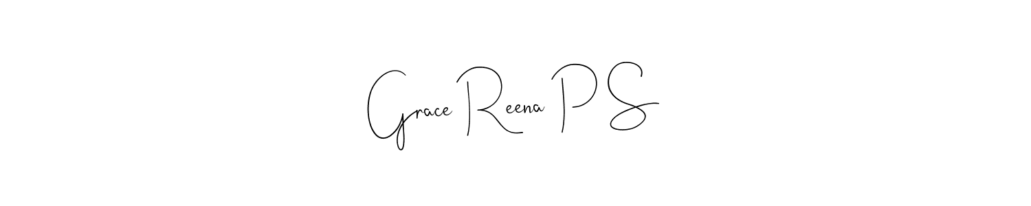 The best way (Andilay-7BmLP) to make a short signature is to pick only two or three words in your name. The name Grace Reena P S include a total of six letters. For converting this name. Grace Reena P S signature style 4 images and pictures png