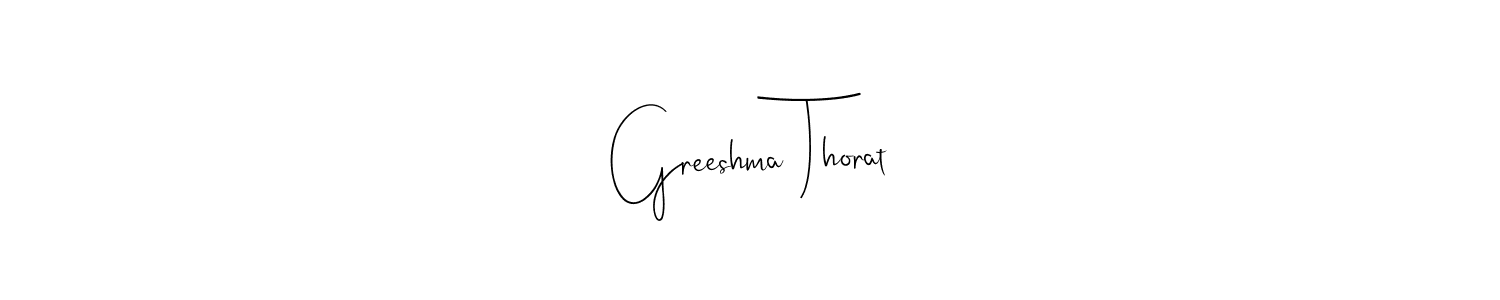 Make a beautiful signature design for name Greeshma Thorat. With this signature (Andilay-7BmLP) style, you can create a handwritten signature for free. Greeshma Thorat signature style 4 images and pictures png