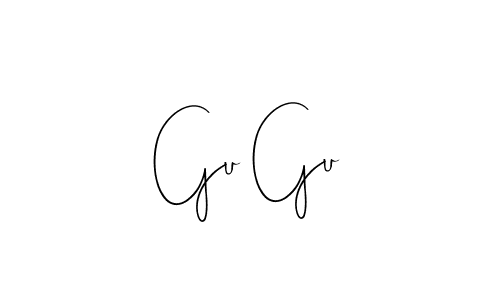 if you are searching for the best signature style for your name Gu Gu. so please give up your signature search. here we have designed multiple signature styles  using Andilay-7BmLP. Gu Gu signature style 4 images and pictures png