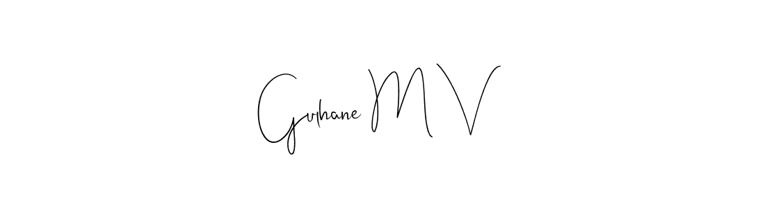 if you are searching for the best signature style for your name Gulhane M V. so please give up your signature search. here we have designed multiple signature styles  using Andilay-7BmLP. Gulhane M V signature style 4 images and pictures png