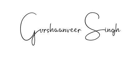 A sleek calligraphic signature for name Gurshaanveer Singh utilizing Andilay-7BmLP styling. Great for adding personal signatures to photos and art. Gurshaanveer Singh signature style 4 images and pictures png