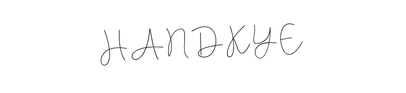 How to make H A N D K Y E name signature. Use Andilay-7BmLP style for creating short signs online. This is the latest handwritten sign. H A N D K Y E signature style 4 images and pictures png