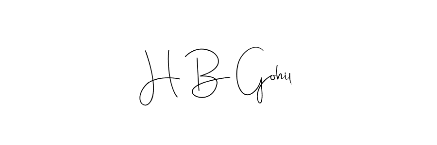 if you are searching for the best signature style for your name H B Gohil. so please give up your signature search. here we have designed multiple signature styles  using Andilay-7BmLP. H B Gohil signature style 4 images and pictures png