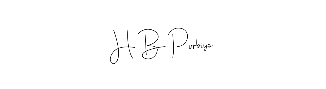 How to make H B Purbiya name signature. Use Andilay-7BmLP style for creating short signs online. This is the latest handwritten sign. H B Purbiya signature style 4 images and pictures png