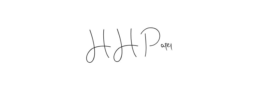 if you are searching for the best signature style for your name H H Patel. so please give up your signature search. here we have designed multiple signature styles  using Andilay-7BmLP. H H Patel signature style 4 images and pictures png