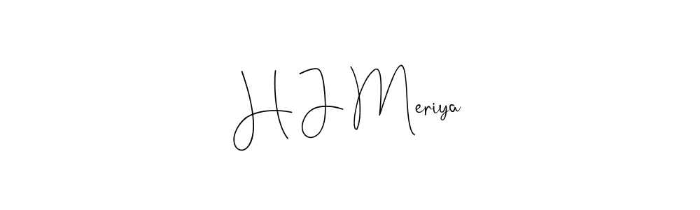 How to make H J Meriya name signature. Use Andilay-7BmLP style for creating short signs online. This is the latest handwritten sign. H J Meriya signature style 4 images and pictures png