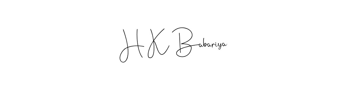 How to make H K Babariya name signature. Use Andilay-7BmLP style for creating short signs online. This is the latest handwritten sign. H K Babariya signature style 4 images and pictures png