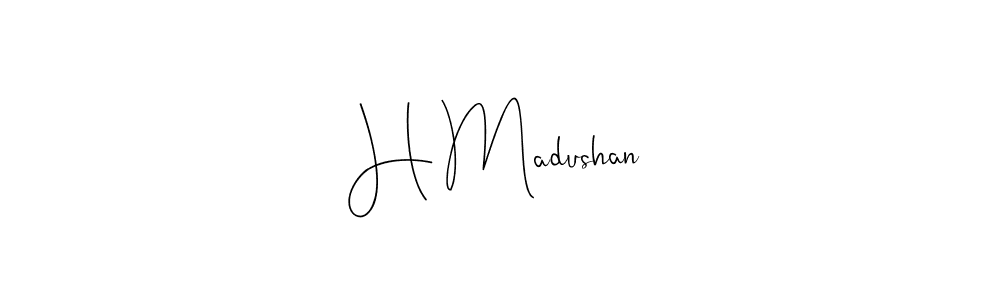 How to make H Madushan name signature. Use Andilay-7BmLP style for creating short signs online. This is the latest handwritten sign. H Madushan signature style 4 images and pictures png