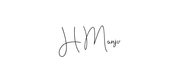 Make a beautiful signature design for name H Manju. With this signature (Andilay-7BmLP) style, you can create a handwritten signature for free. H Manju signature style 4 images and pictures png