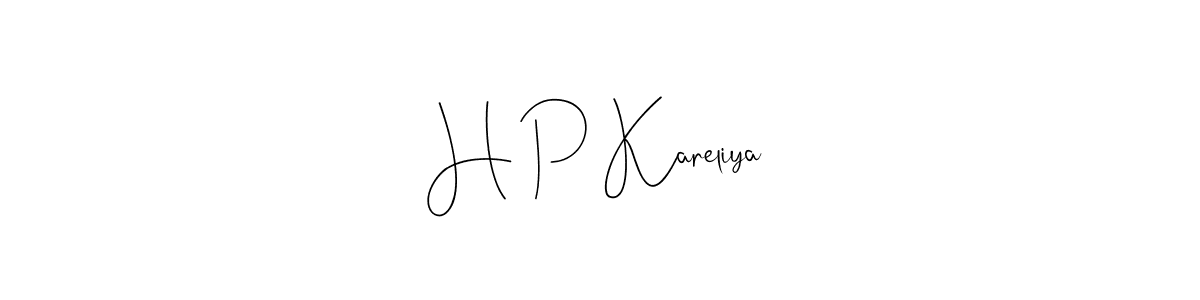 You should practise on your own different ways (Andilay-7BmLP) to write your name (H P Kareliya) in signature. don't let someone else do it for you. H P Kareliya signature style 4 images and pictures png