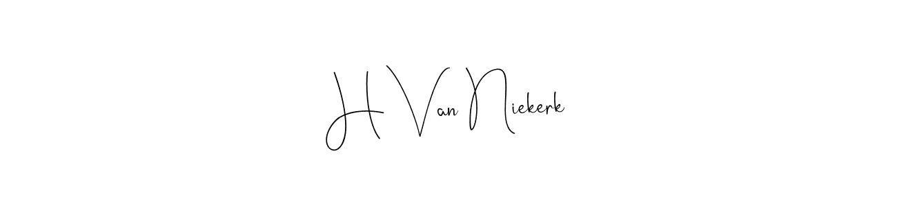 if you are searching for the best signature style for your name H Van Niekerk. so please give up your signature search. here we have designed multiple signature styles  using Andilay-7BmLP. H Van Niekerk signature style 4 images and pictures png