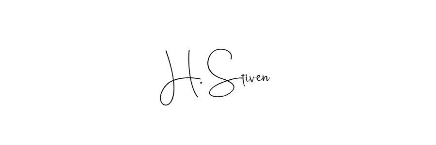 How to make H. Stiven name signature. Use Andilay-7BmLP style for creating short signs online. This is the latest handwritten sign. H. Stiven signature style 4 images and pictures png