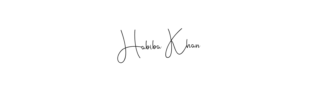 Also You can easily find your signature by using the search form. We will create Habiba Khan name handwritten signature images for you free of cost using Andilay-7BmLP sign style. Habiba Khan signature style 4 images and pictures png