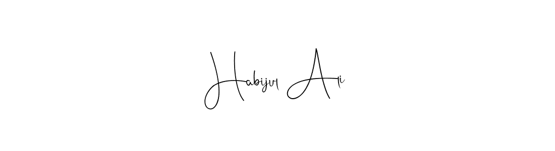 You can use this online signature creator to create a handwritten signature for the name Habijul Ali. This is the best online autograph maker. Habijul Ali signature style 4 images and pictures png
