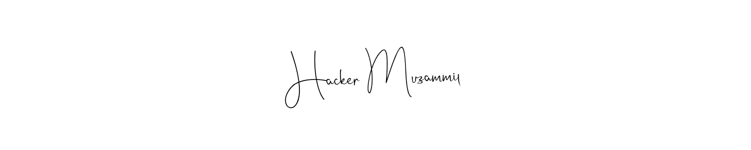 How to make Hacker Muzammil name signature. Use Andilay-7BmLP style for creating short signs online. This is the latest handwritten sign. Hacker Muzammil signature style 4 images and pictures png
