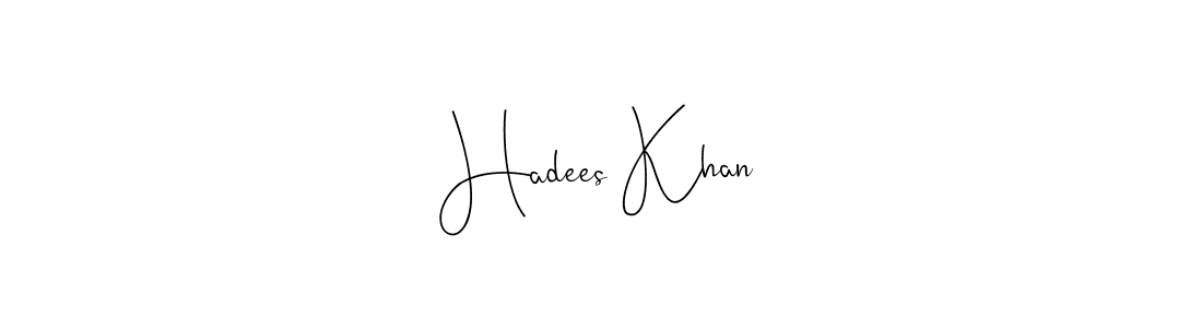 How to make Hadees Khan name signature. Use Andilay-7BmLP style for creating short signs online. This is the latest handwritten sign. Hadees Khan signature style 4 images and pictures png