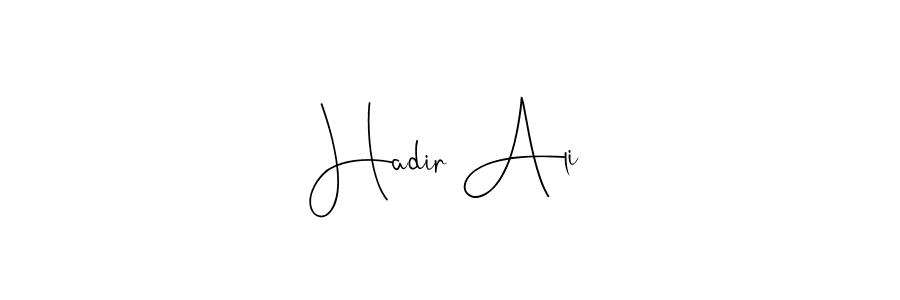This is the best signature style for the Hadir Ali name. Also you like these signature font (Andilay-7BmLP). Mix name signature. Hadir Ali signature style 4 images and pictures png