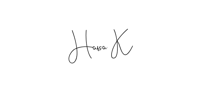 if you are searching for the best signature style for your name Hafsa K. so please give up your signature search. here we have designed multiple signature styles  using Andilay-7BmLP. Hafsa K signature style 4 images and pictures png