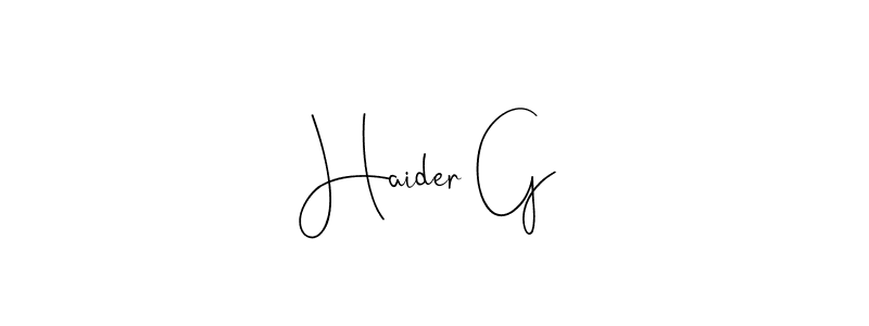 See photos of Haider G official signature by Spectra . Check more albums & portfolios. Read reviews & check more about Andilay-7BmLP font. Haider G signature style 4 images and pictures png