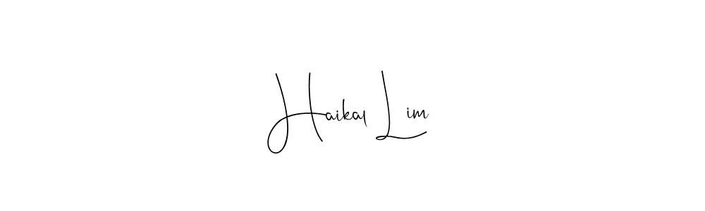 You should practise on your own different ways (Andilay-7BmLP) to write your name (Haikal Lim) in signature. don't let someone else do it for you. Haikal Lim signature style 4 images and pictures png