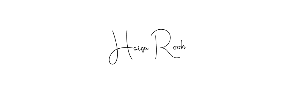 How to make Haiqa Rooh name signature. Use Andilay-7BmLP style for creating short signs online. This is the latest handwritten sign. Haiqa Rooh signature style 4 images and pictures png