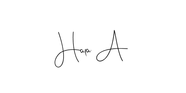 Use a signature maker to create a handwritten signature online. With this signature software, you can design (Andilay-7BmLP) your own signature for name Hala A. Hala A signature style 4 images and pictures png