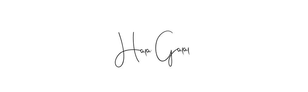 How to make Hala Galal name signature. Use Andilay-7BmLP style for creating short signs online. This is the latest handwritten sign. Hala Galal signature style 4 images and pictures png