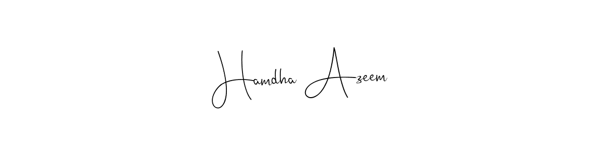 The best way (Andilay-7BmLP) to make a short signature is to pick only two or three words in your name. The name Hamdha Azeem include a total of six letters. For converting this name. Hamdha Azeem signature style 4 images and pictures png