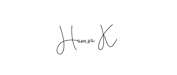 Also You can easily find your signature by using the search form. We will create Hamza K name handwritten signature images for you free of cost using Andilay-7BmLP sign style. Hamza K signature style 4 images and pictures png