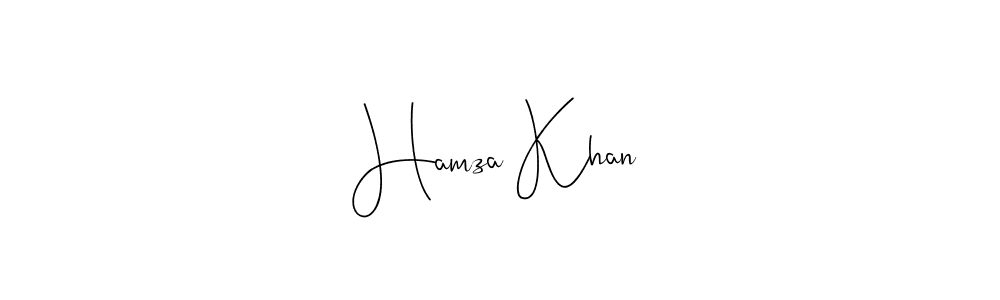 How to make Hamza Khan name signature. Use Andilay-7BmLP style for creating short signs online. This is the latest handwritten sign. Hamza Khan signature style 4 images and pictures png