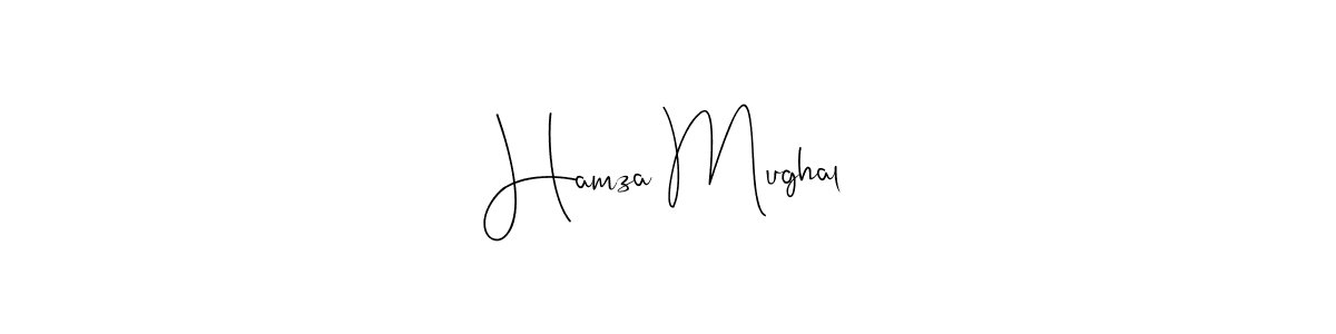 How to make Hamza Mughal name signature. Use Andilay-7BmLP style for creating short signs online. This is the latest handwritten sign. Hamza Mughal signature style 4 images and pictures png